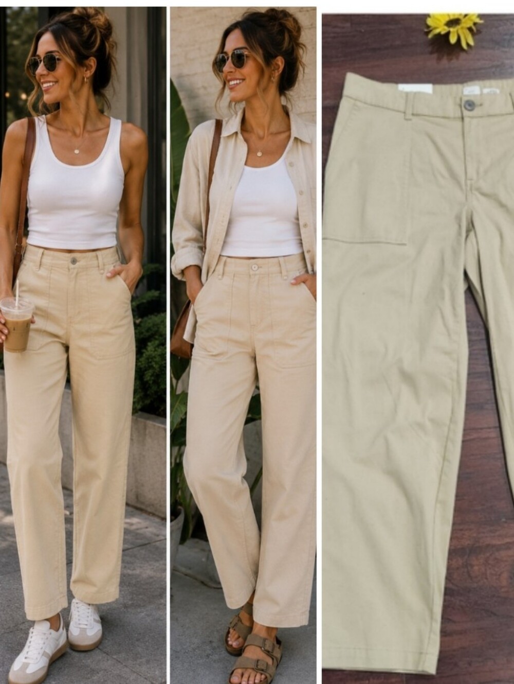 A.New DAY SLIM HIGH RISE Beige Casual Pants ♦️NEW ♦️